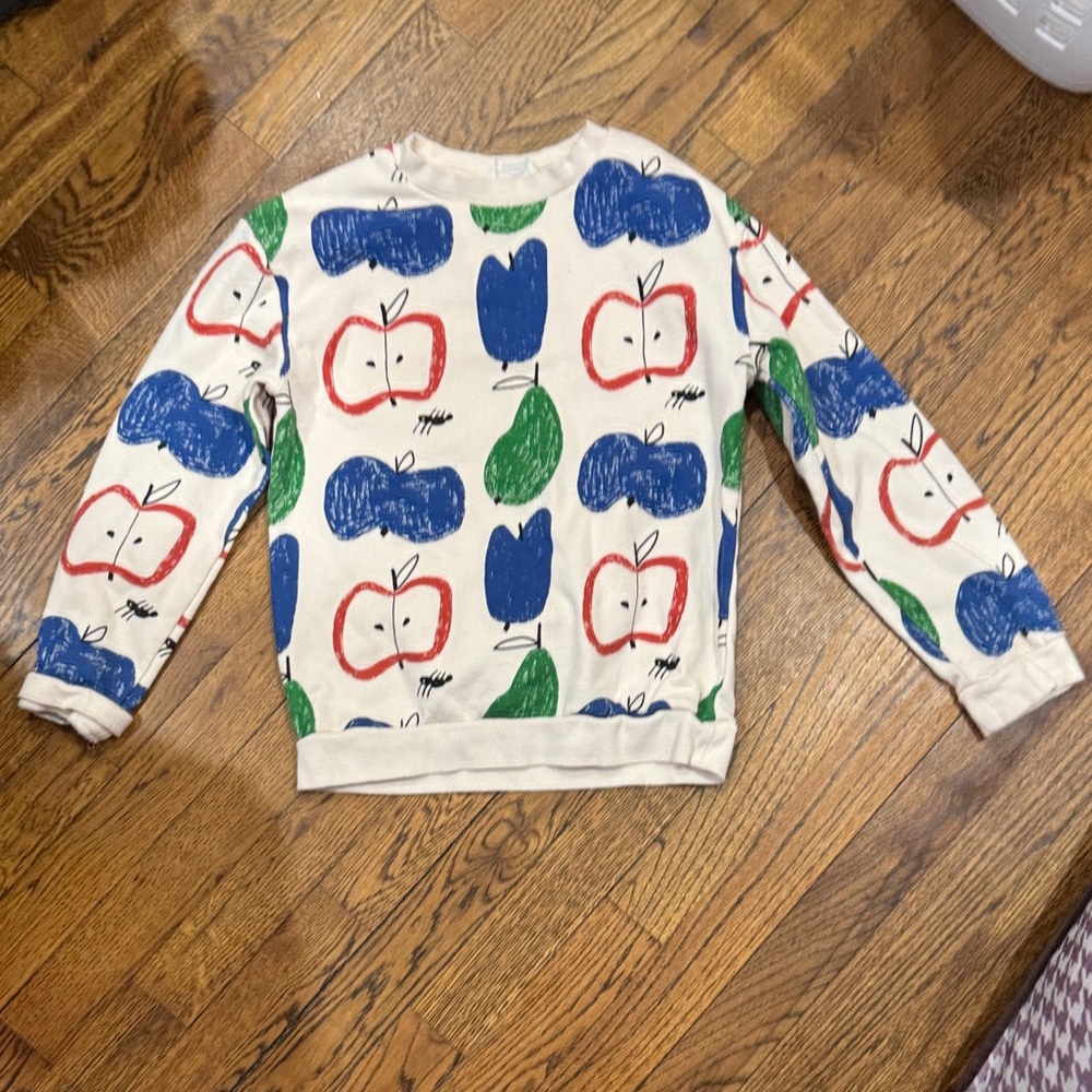 H&M Cream Sweatshirt with Blue, Red & Green Fruit Print